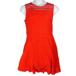Chico's Dress Womens Size L Orange Embroidered Geometric Textured Sheath Career